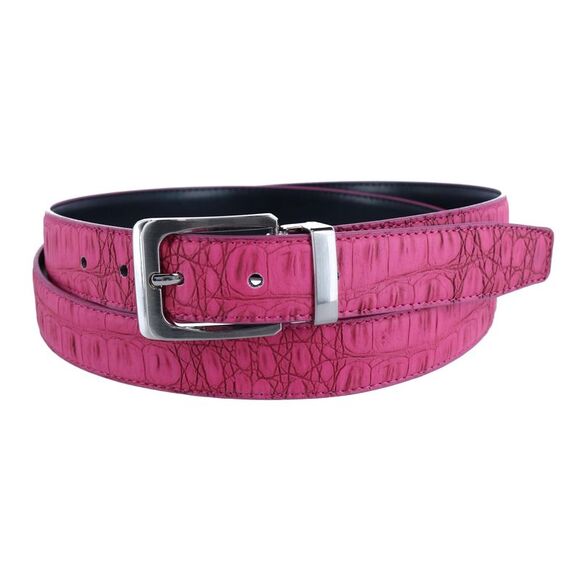 CTM Leather Matte Reversible Croc Print Clamp on Buckle Belt - Picture 1 of 4